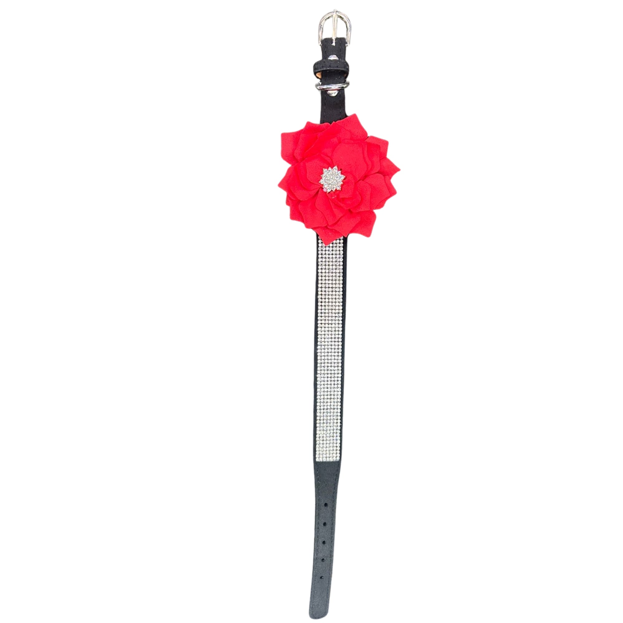 EDC Bling Flower Dog Collar Red