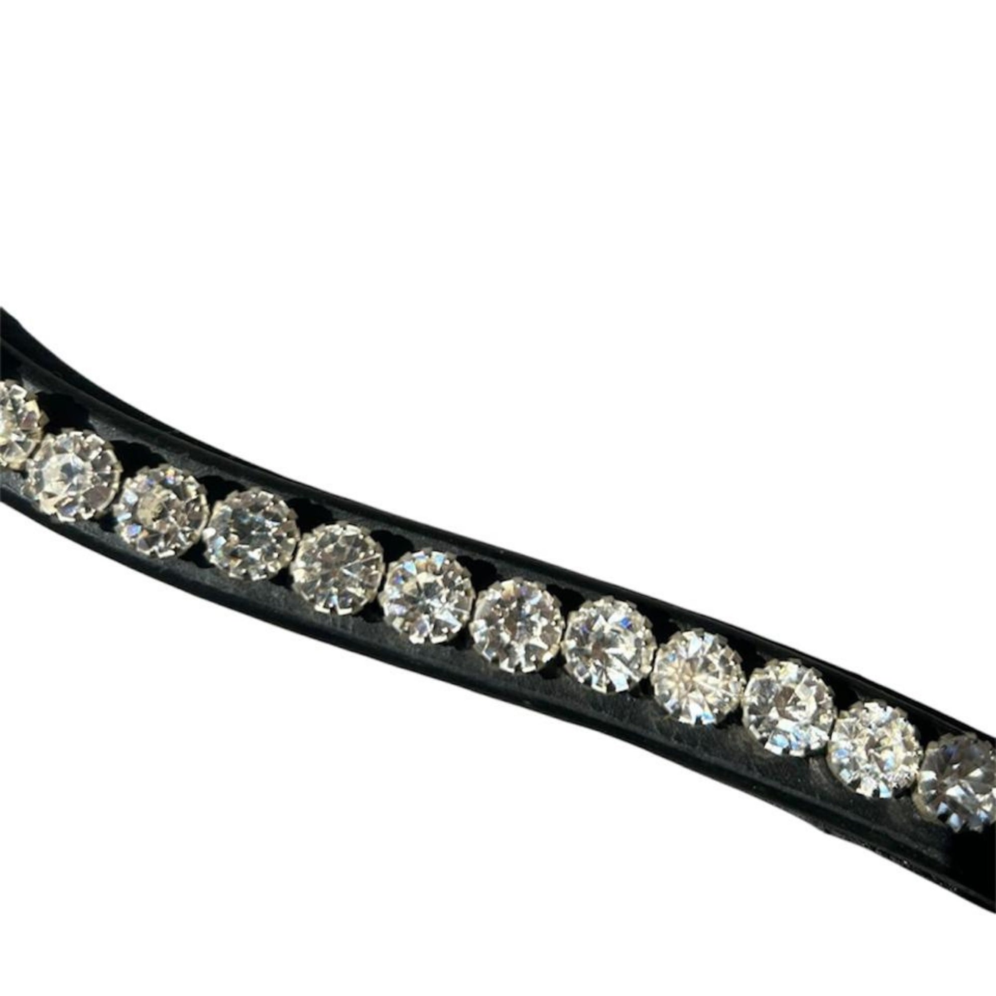EDC Classic Curved Crystal Browband With Clips and Clear Crystals