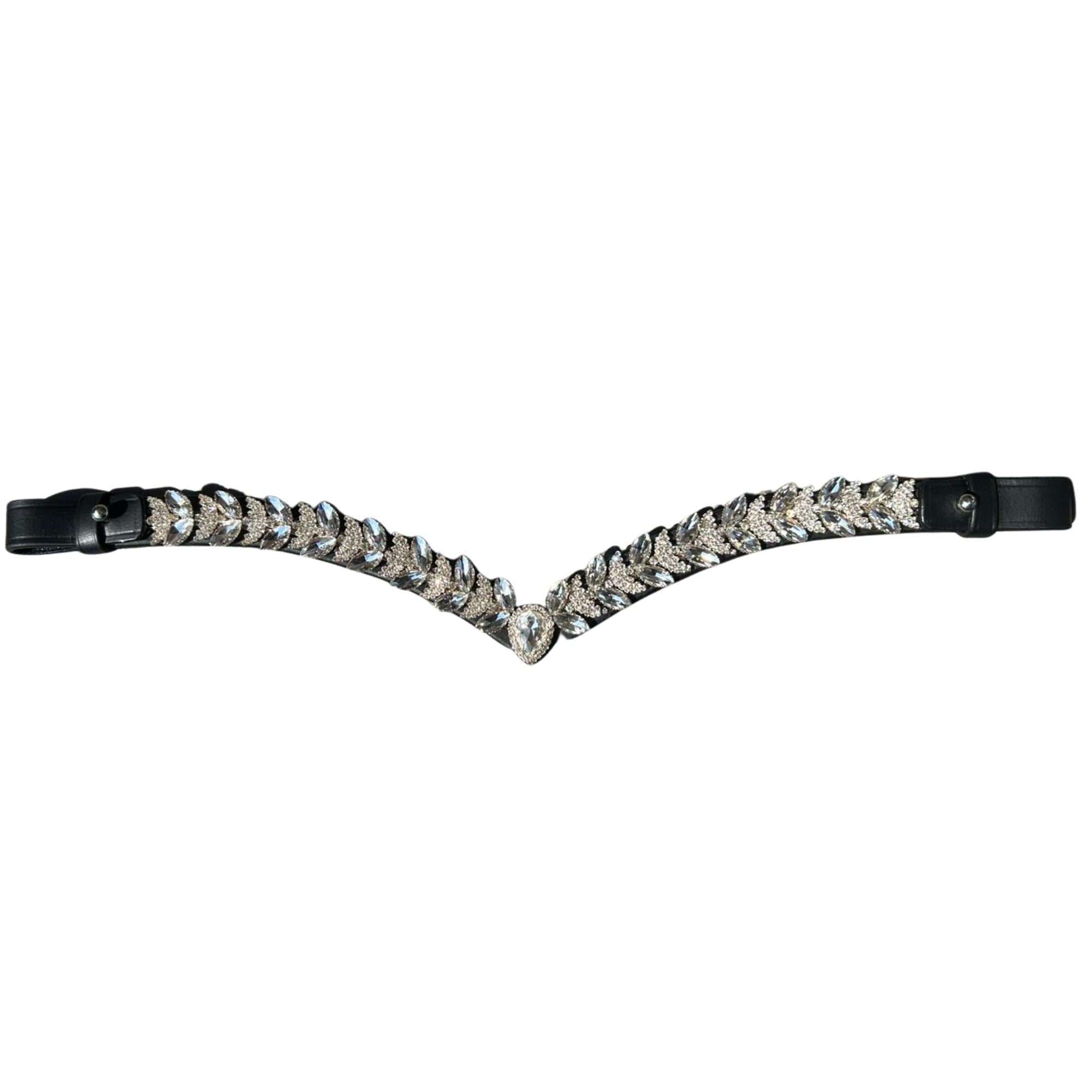 EDC Crystal Leaf Browband With Sparkling Jewel and Rhinestone Detailing