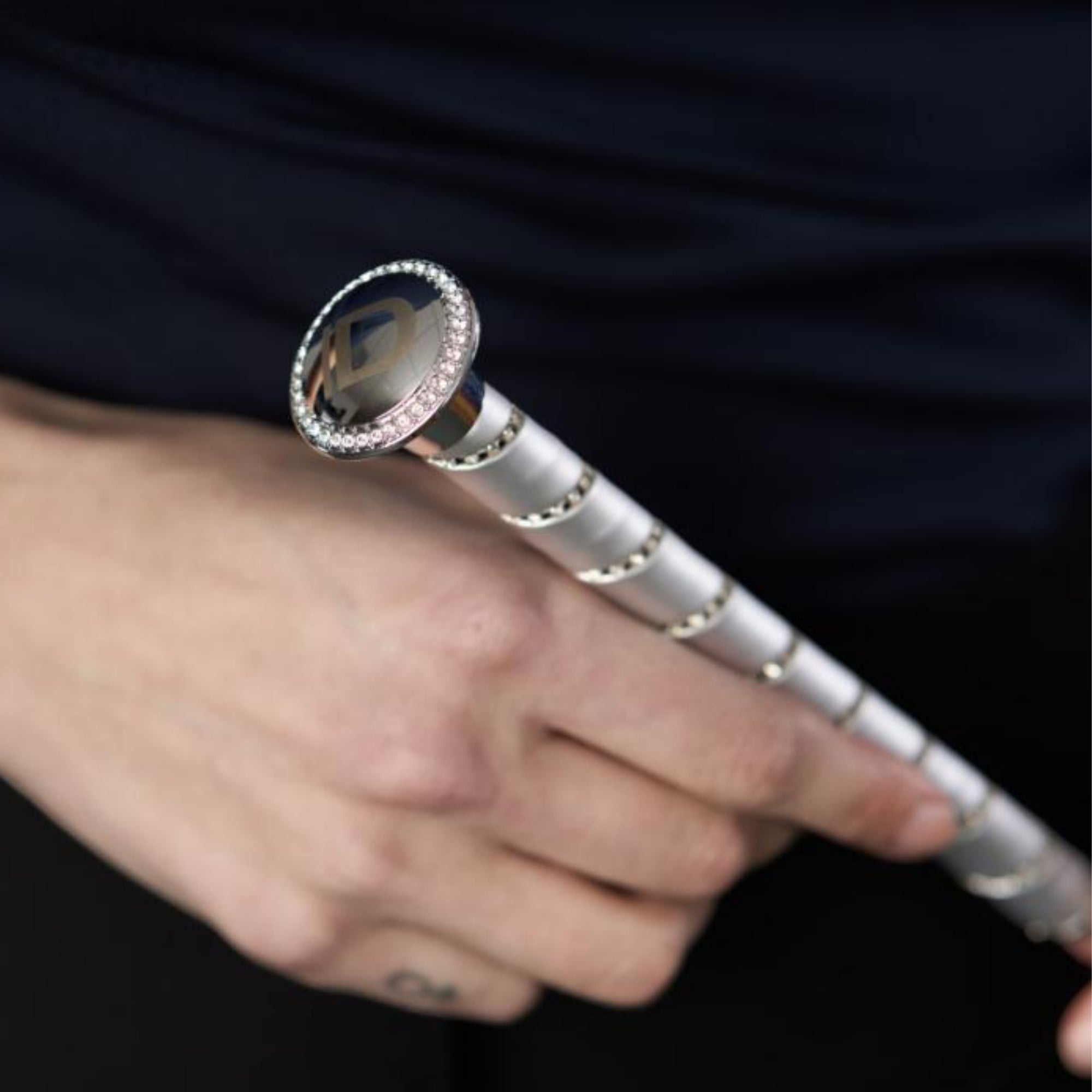 Equipage Rhinestone Dressage Whip With Silver Rhinestone Handle