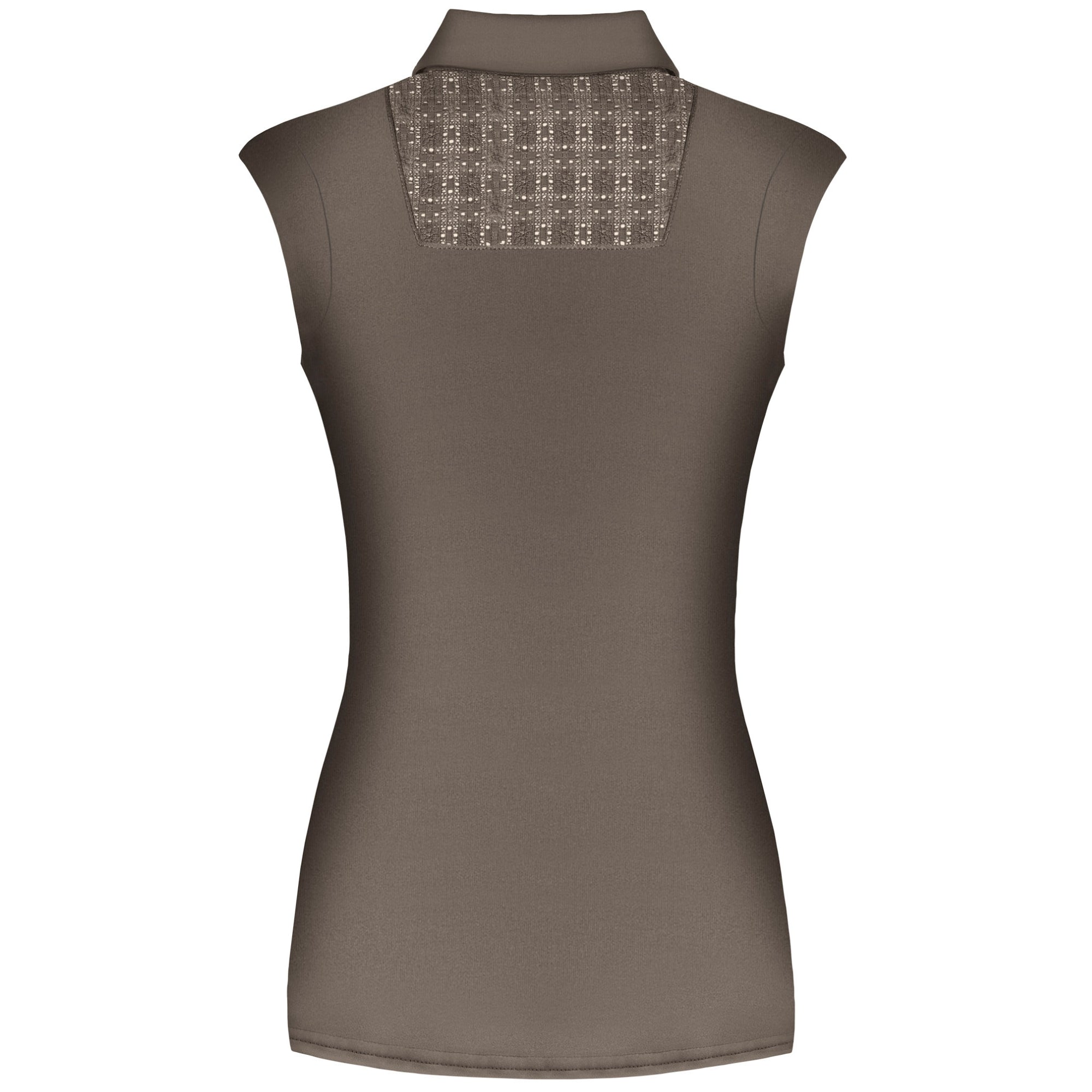 Fair Play Alina Sleeveless Polo Shirt Taupe Grey