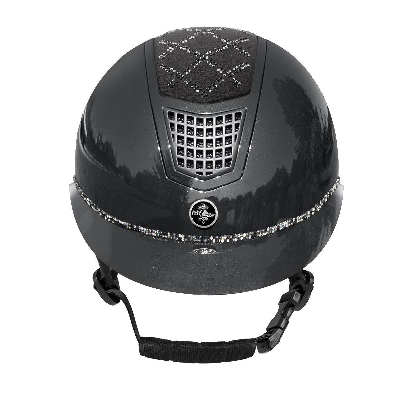 Fair Play Quantinum Spotlight Shiny Silver Riding Helmet Black