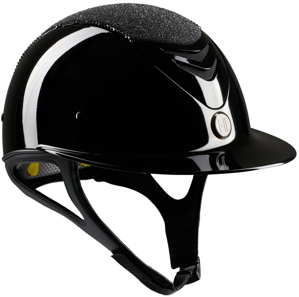 One K MIPS Avance Glossy Glitter Swarovski Riding Helmet Black