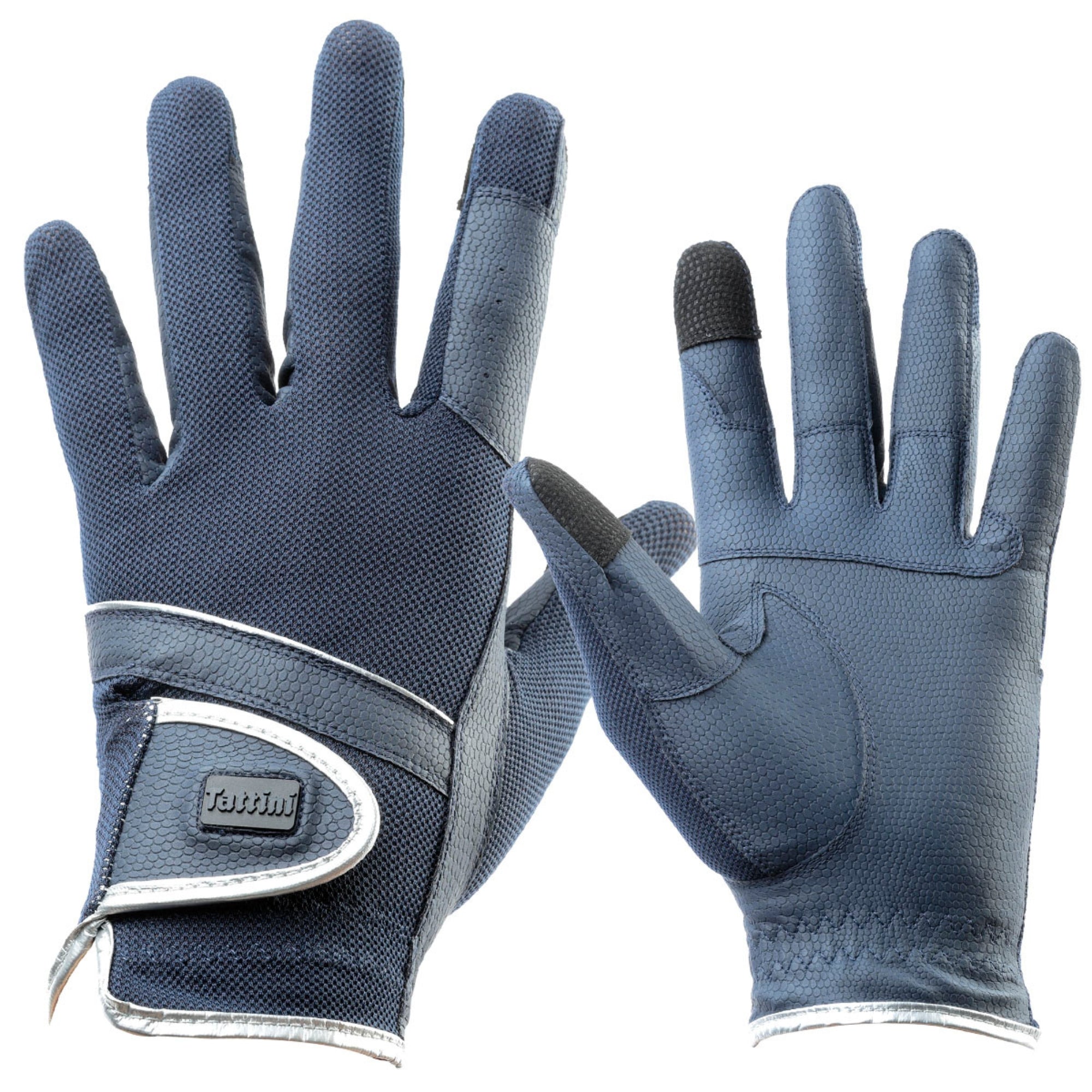 Tattini Tech Fabric Silver Gloves Navy