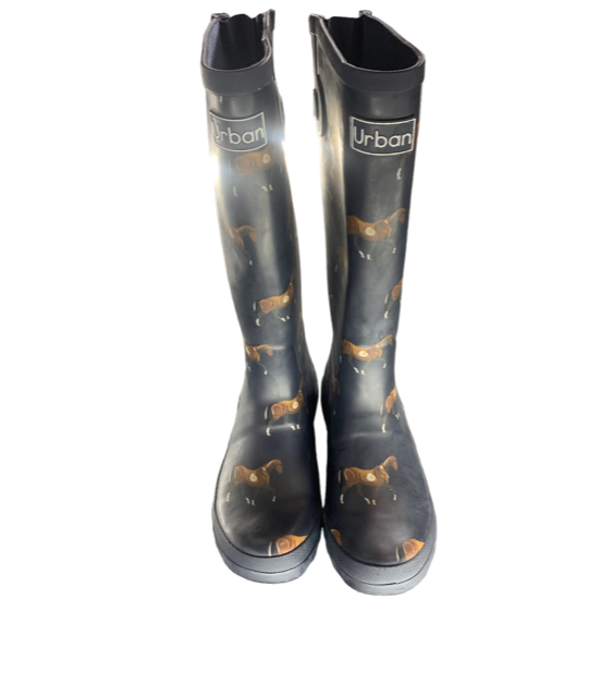 Urban Long Rain Boots Horse Print