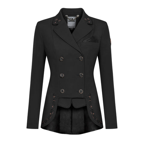 Fairplay_Dressage_Short_Tailcoat_Jacket_Lexim_Chic_Rosegold_Front_Black