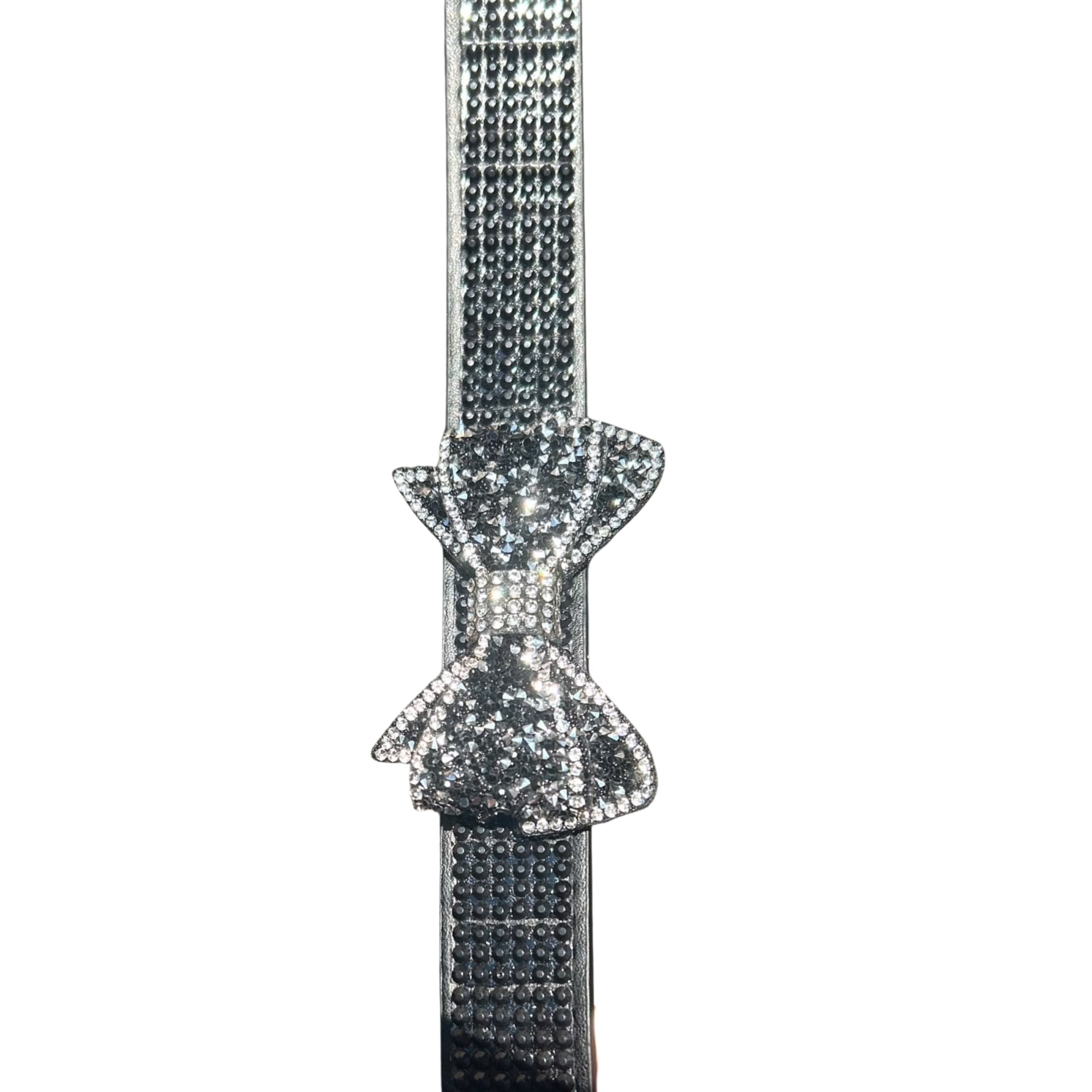 EDC Black Bling Bow Dog Collar With Crystal Bow and Rhinestone Detailing