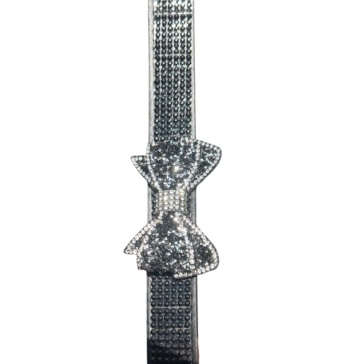 EDC Black Bling Bow Dog Collar With Crystal Bow and Rhinestone Detailing