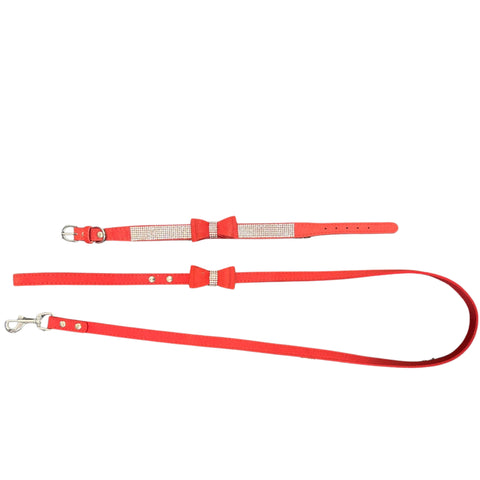 EDC Bling Bow Dog Collar Red