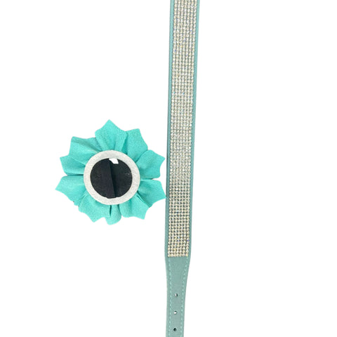 EDC Bling Flower Dog Collar Blue