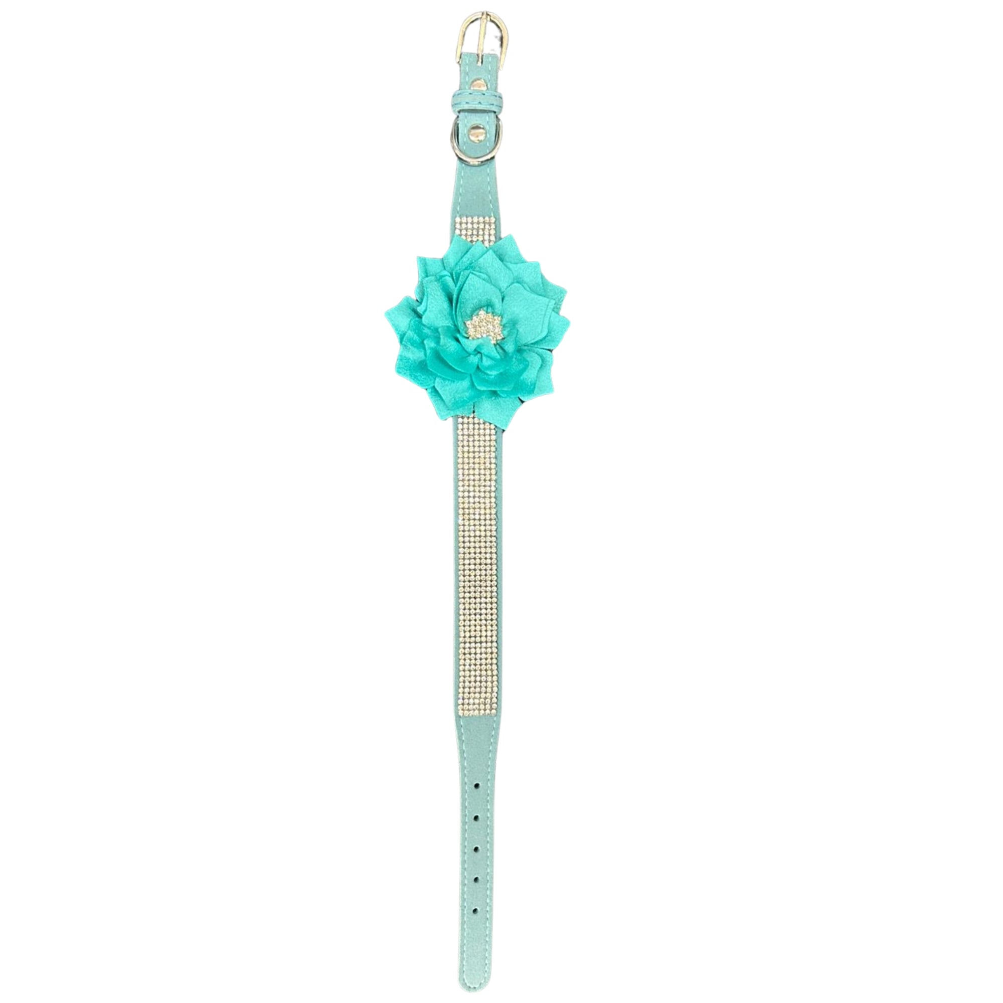 EDC Bling Flower Dog Collar Blue