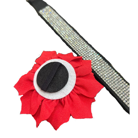 EDC Bling Flower Dog Collar Red