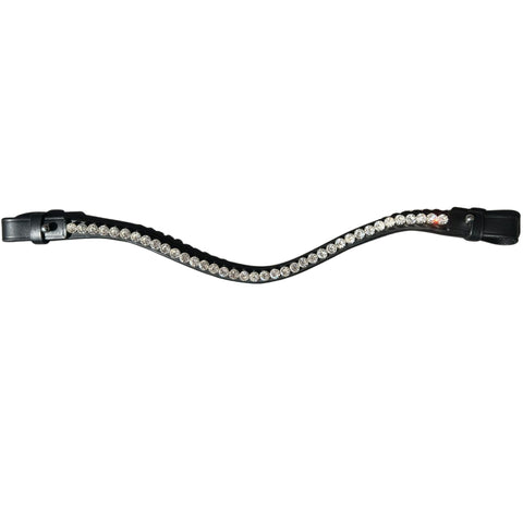 EDC Classic Curved Crystal Browband With Clips and Clear Crystals