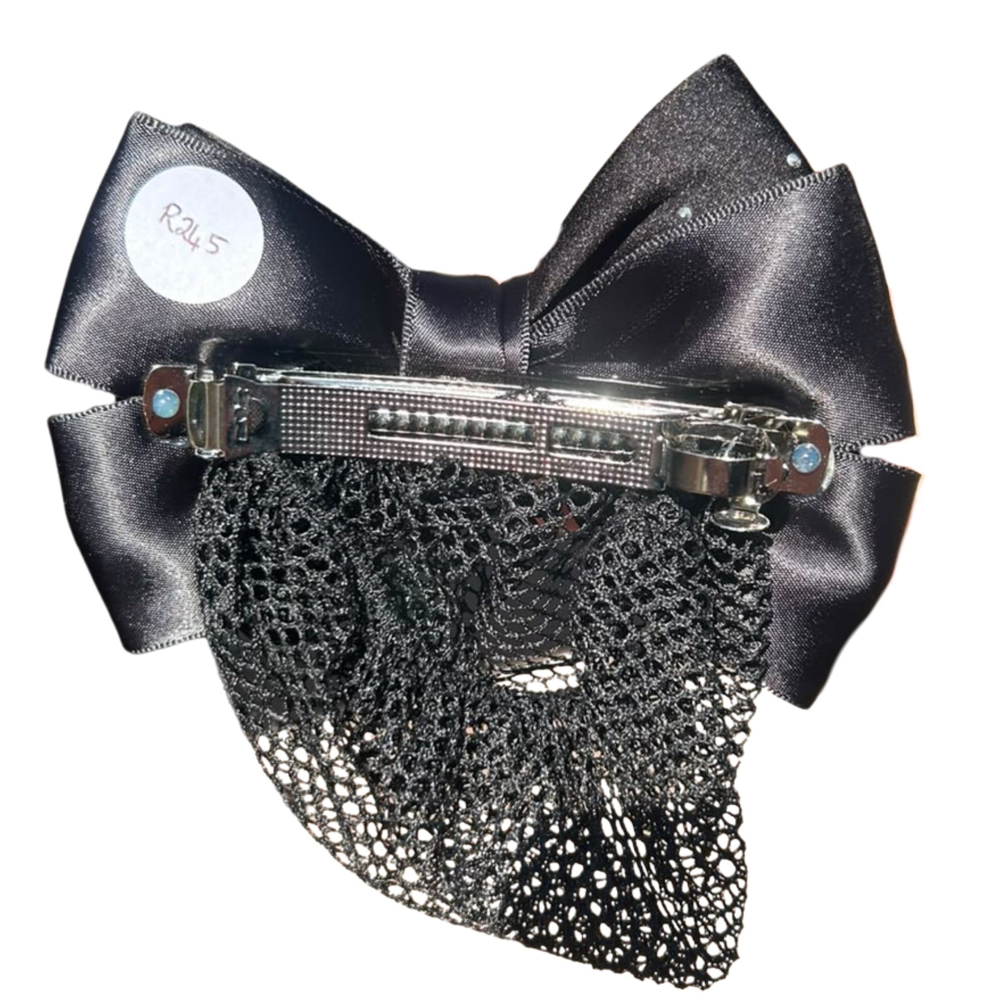 EDC Crystal Bow Hair Bun Net With Satin Bow And Crystal Detailing