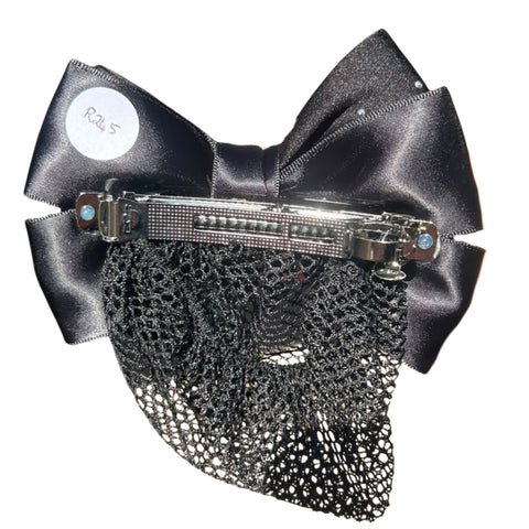 EDC Crystal Bow Hair Bun Net With Satin Bow And Crystal Detailing