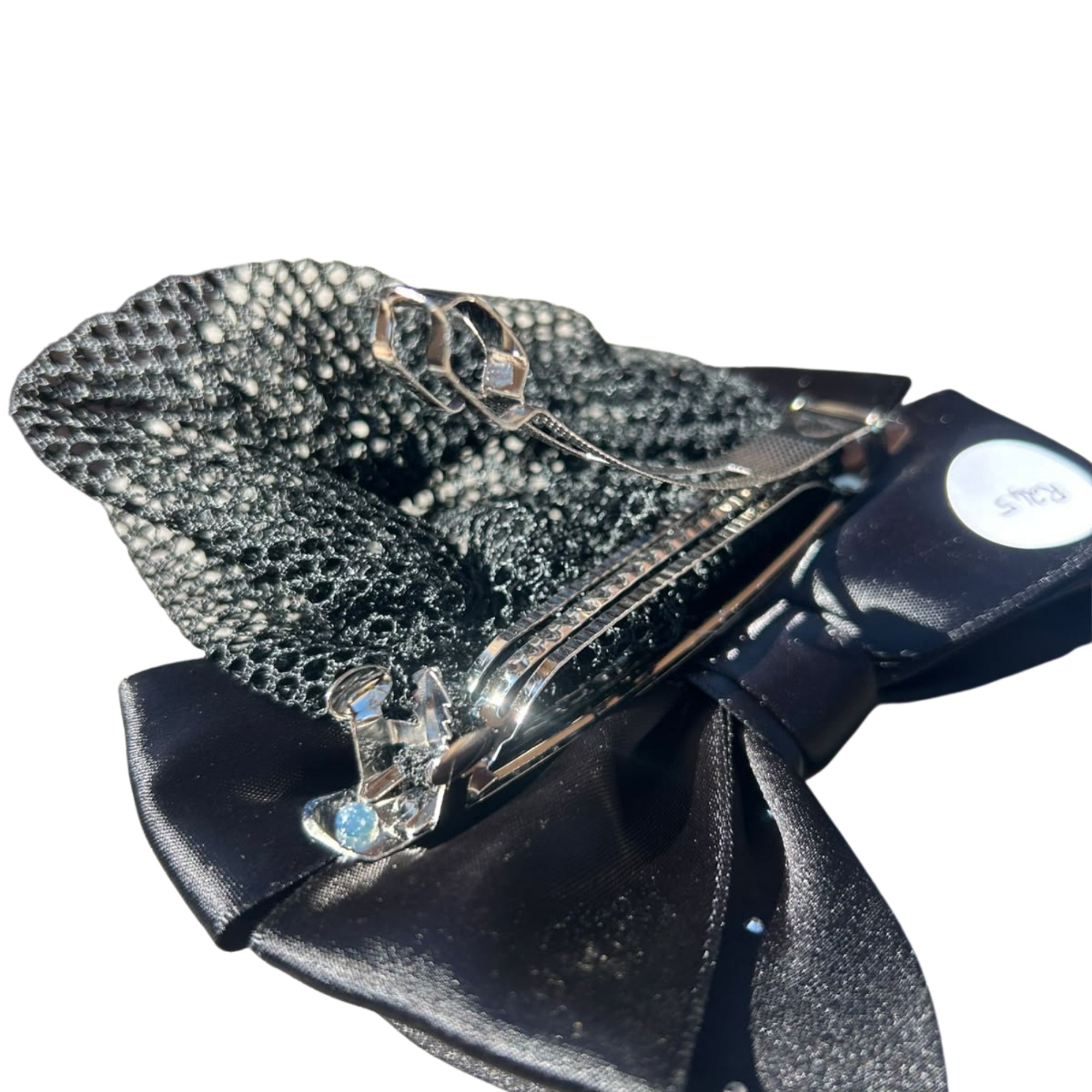 EDC Crystal Bow Hair Bun Net With Satin Bow And Crystal Detailing