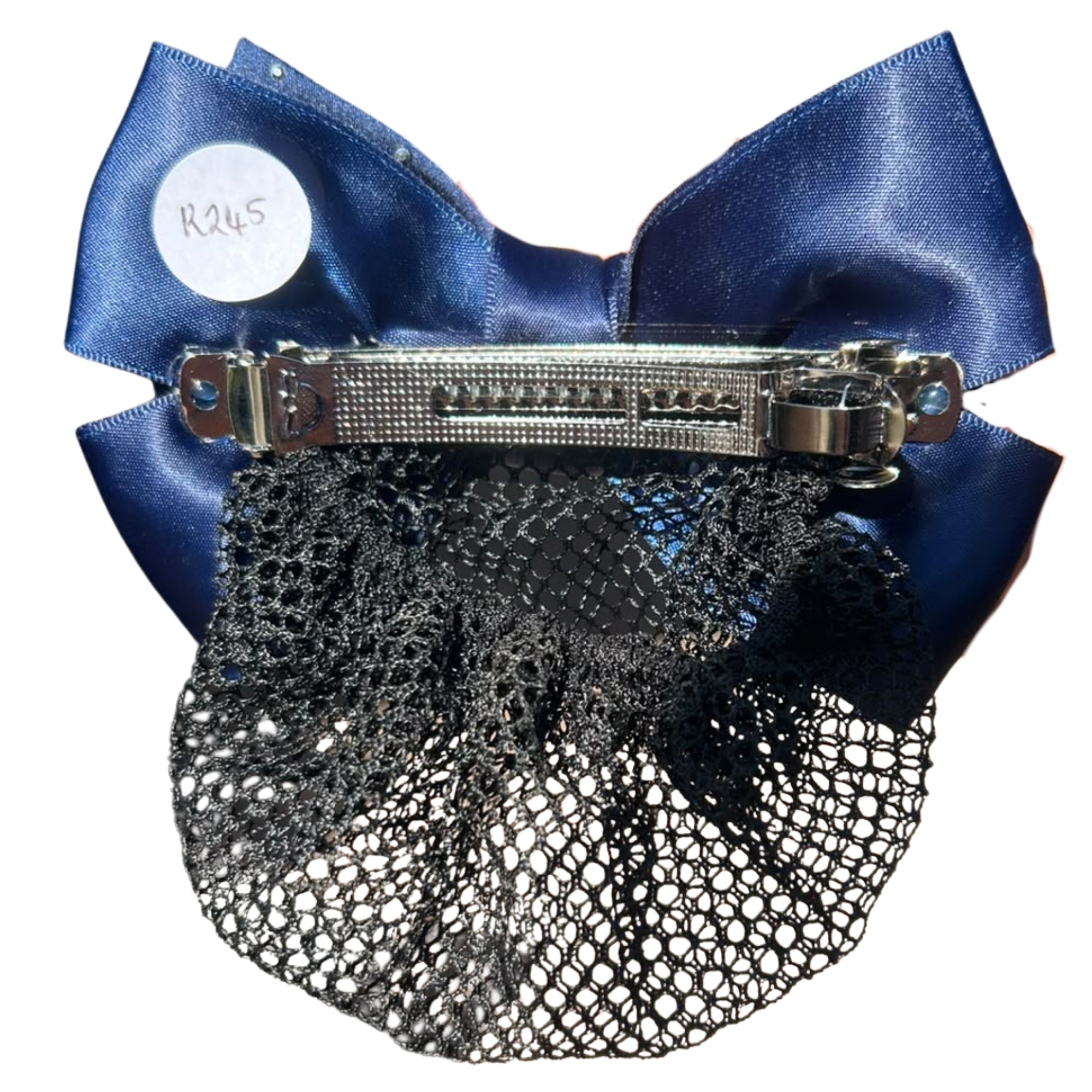 EDC Crystal Bow Hair Bun Net With Satin Bow And Crystal Detailing