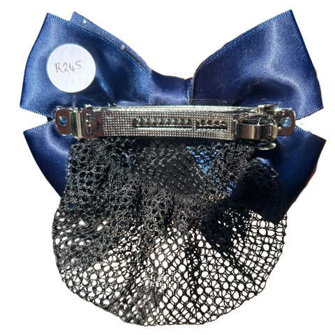 EDC Crystal Bow Hair Bun Net With Satin Bow And Crystal Detailing