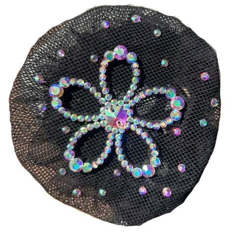 
EDC Crystal Flower Hair Bun Net With Iridescent Crystal Detailing
