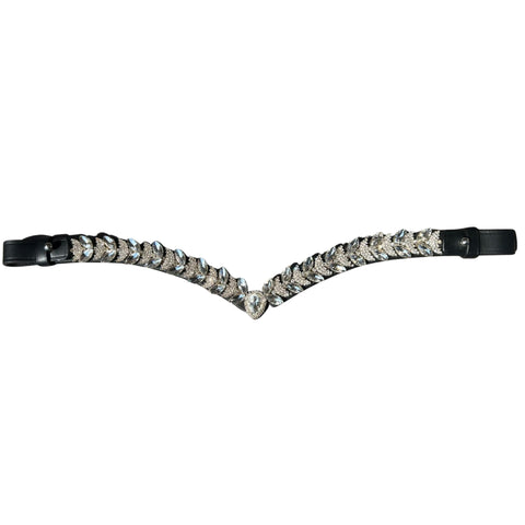 EDC Crystal Leaf Browband With Sparkling Jewel and Rhinestone Detailing