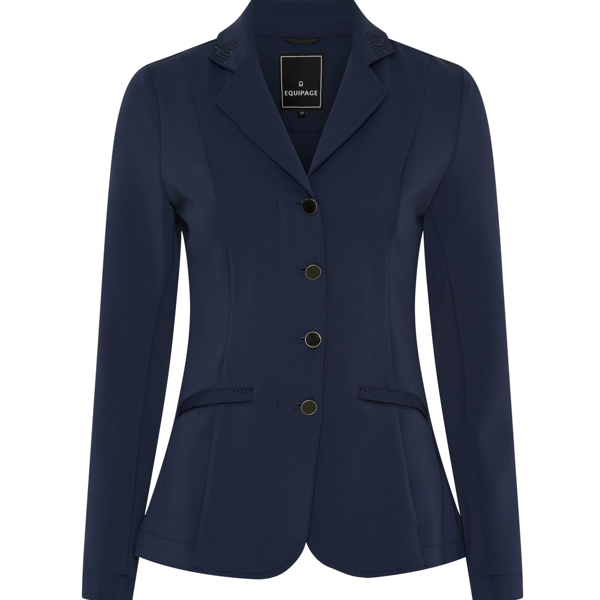 EQ Monroe Competition Jacket elegant stretch equestrian show jacket with rhinestone collar detail