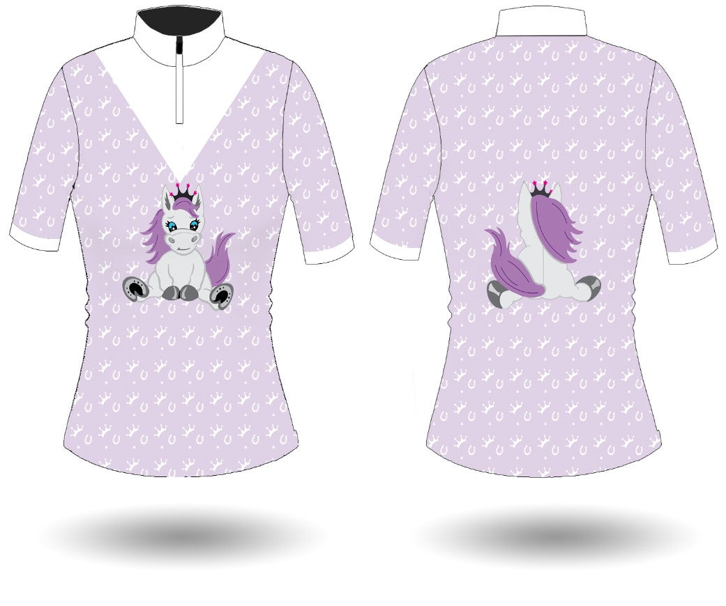Equestrian Princess Bling Collar Show Shirt Purple