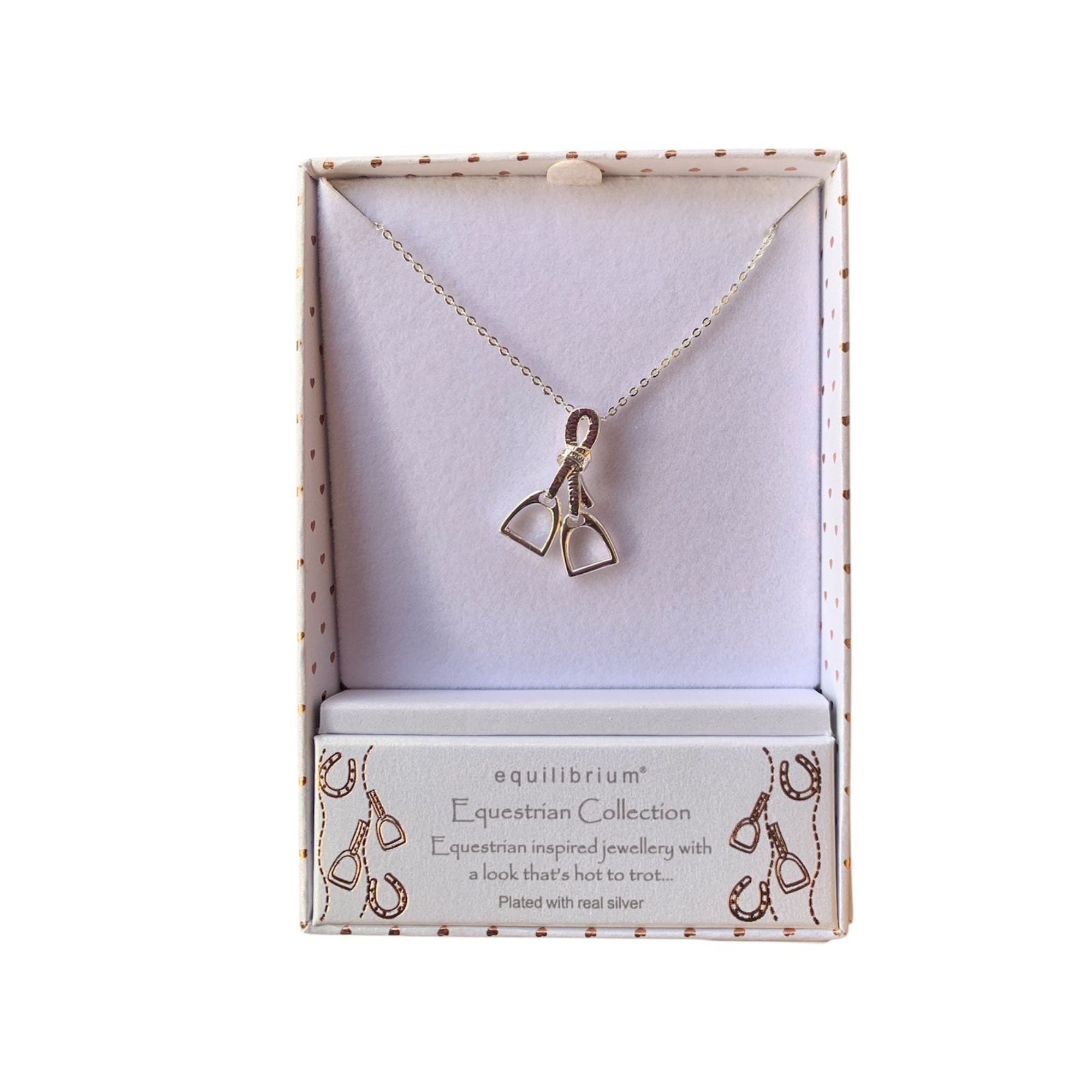 Equilibrium Silver Plated Equestrian Stirrups Necklace