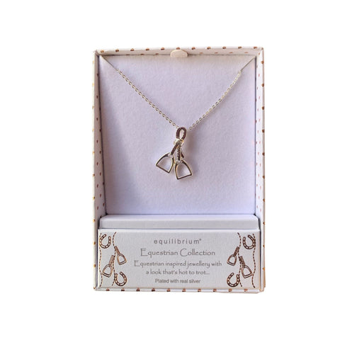 Equilibrium Silver Plated Equestrian Stirrups Necklace