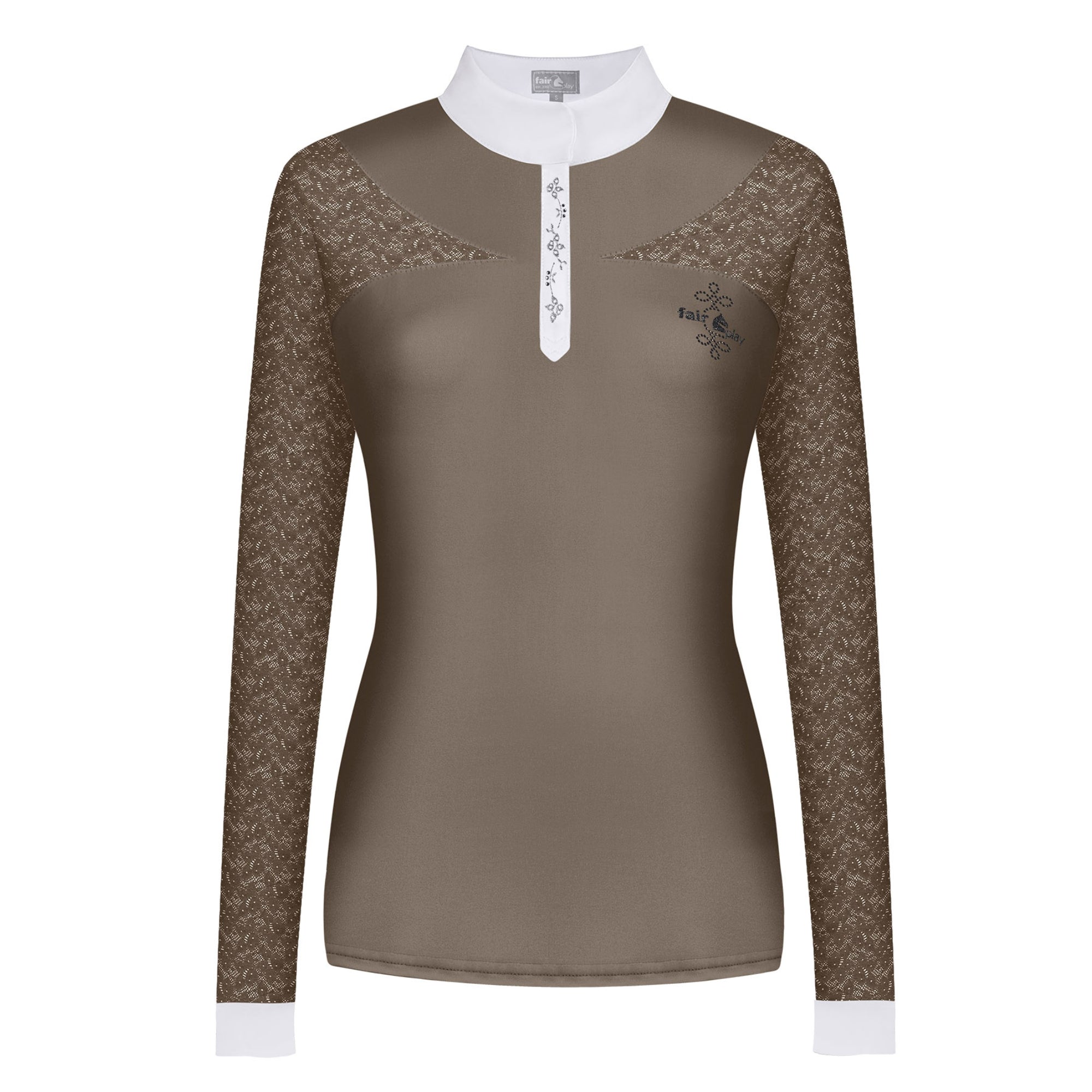 Fair Play Alexis Long Sleeve Competition Shirt Taupe Grey