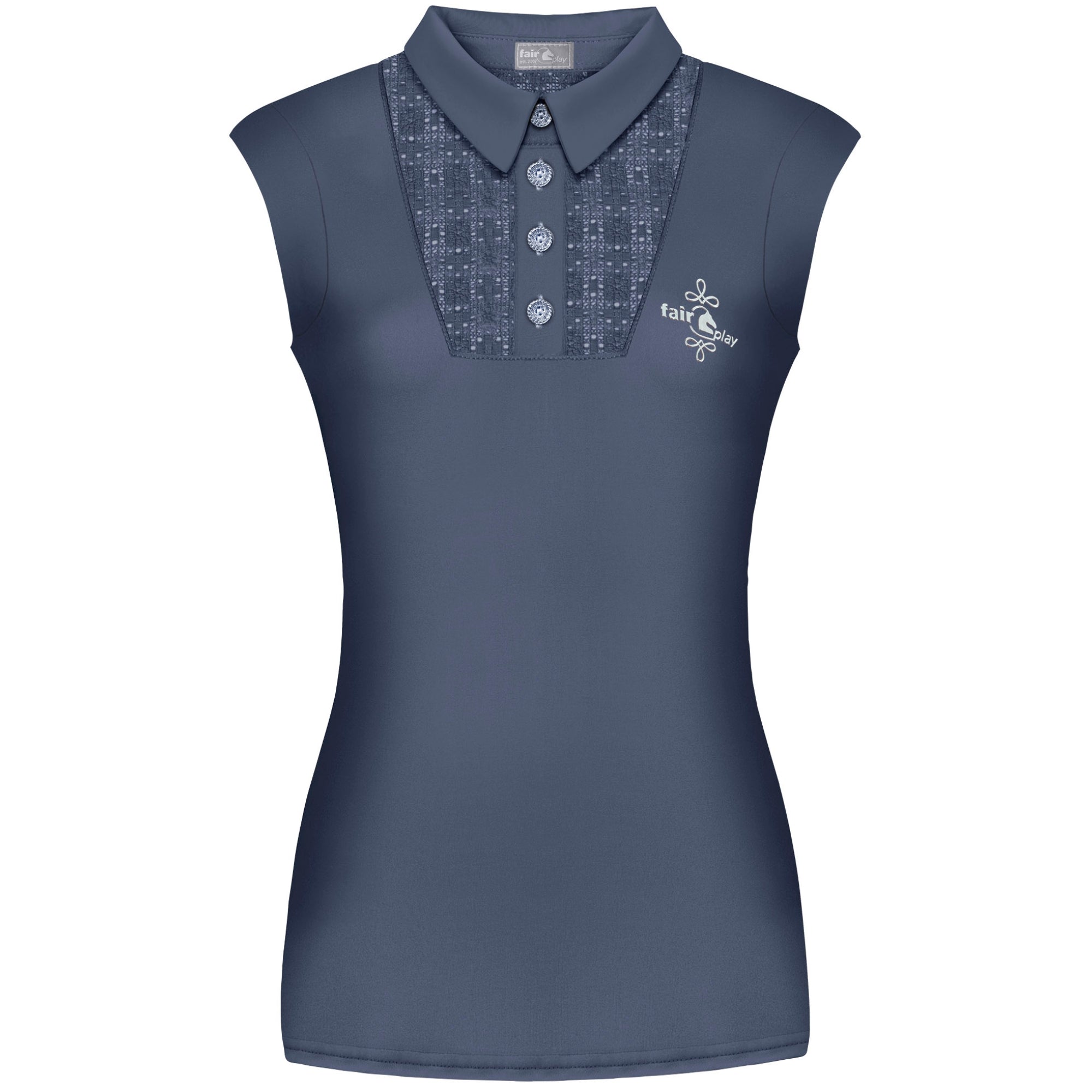 Fair Play Alina Sleeveless Polo Shirt Steel Blue