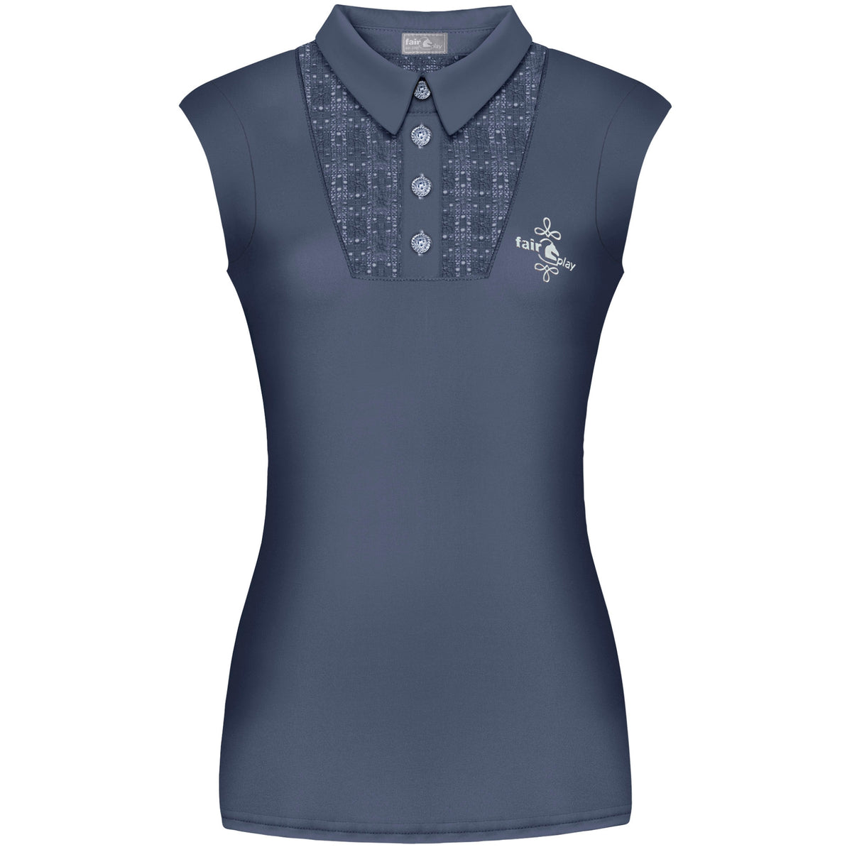 Fair Play Alina Sleeveless Polo Shirt Steel Blue