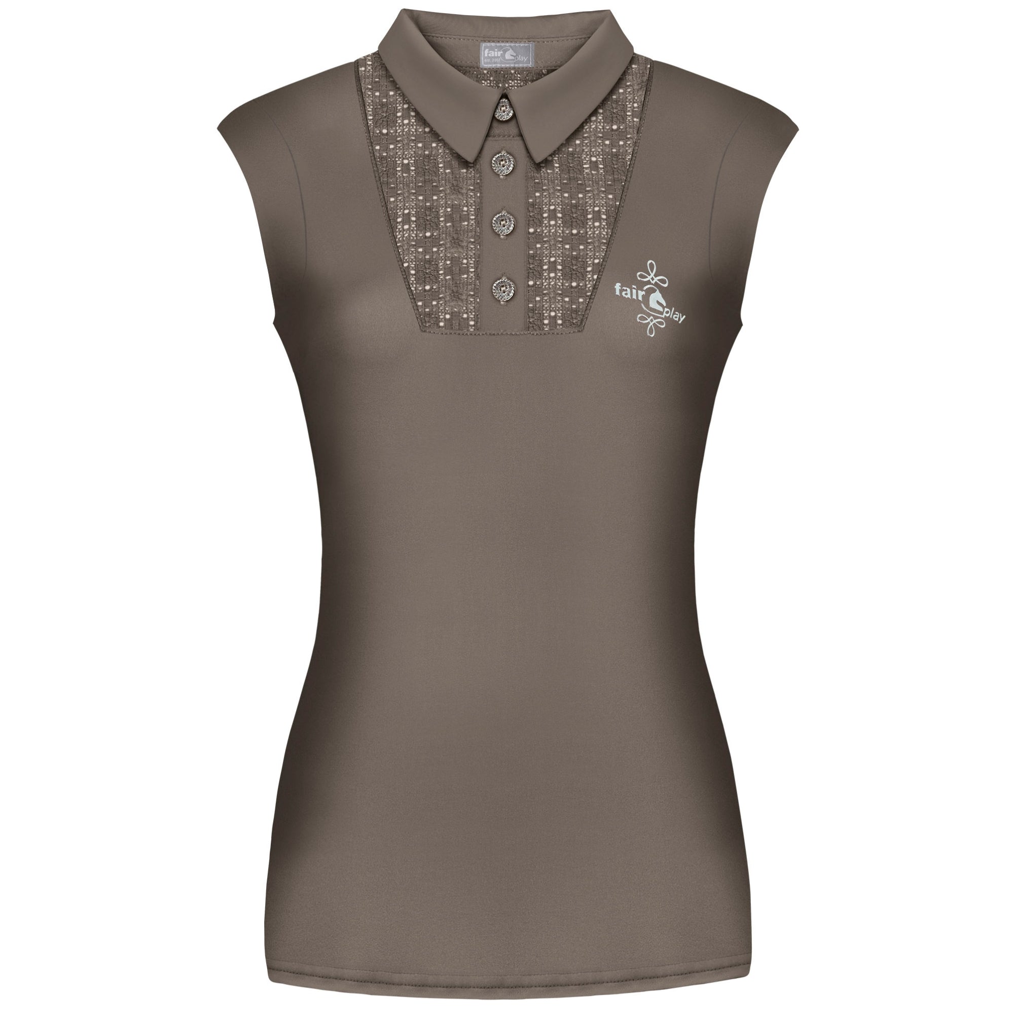Fair Play Alina Sleeveless Polo Shirt Taupe Grey