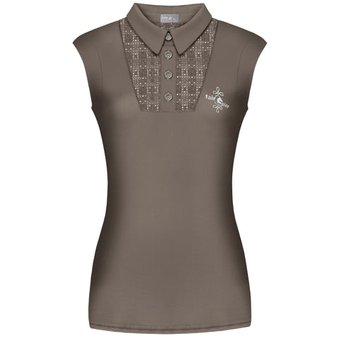 Fair Play Alina Sleeveless Polo Shirt Taupe Grey