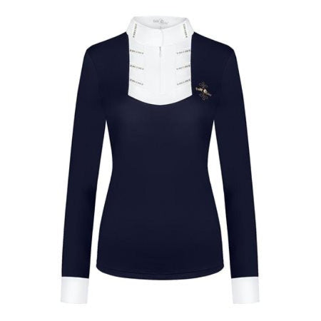 Fair Play Ingrid Vintage Gold Long Sleeve Show Shirt Navy
