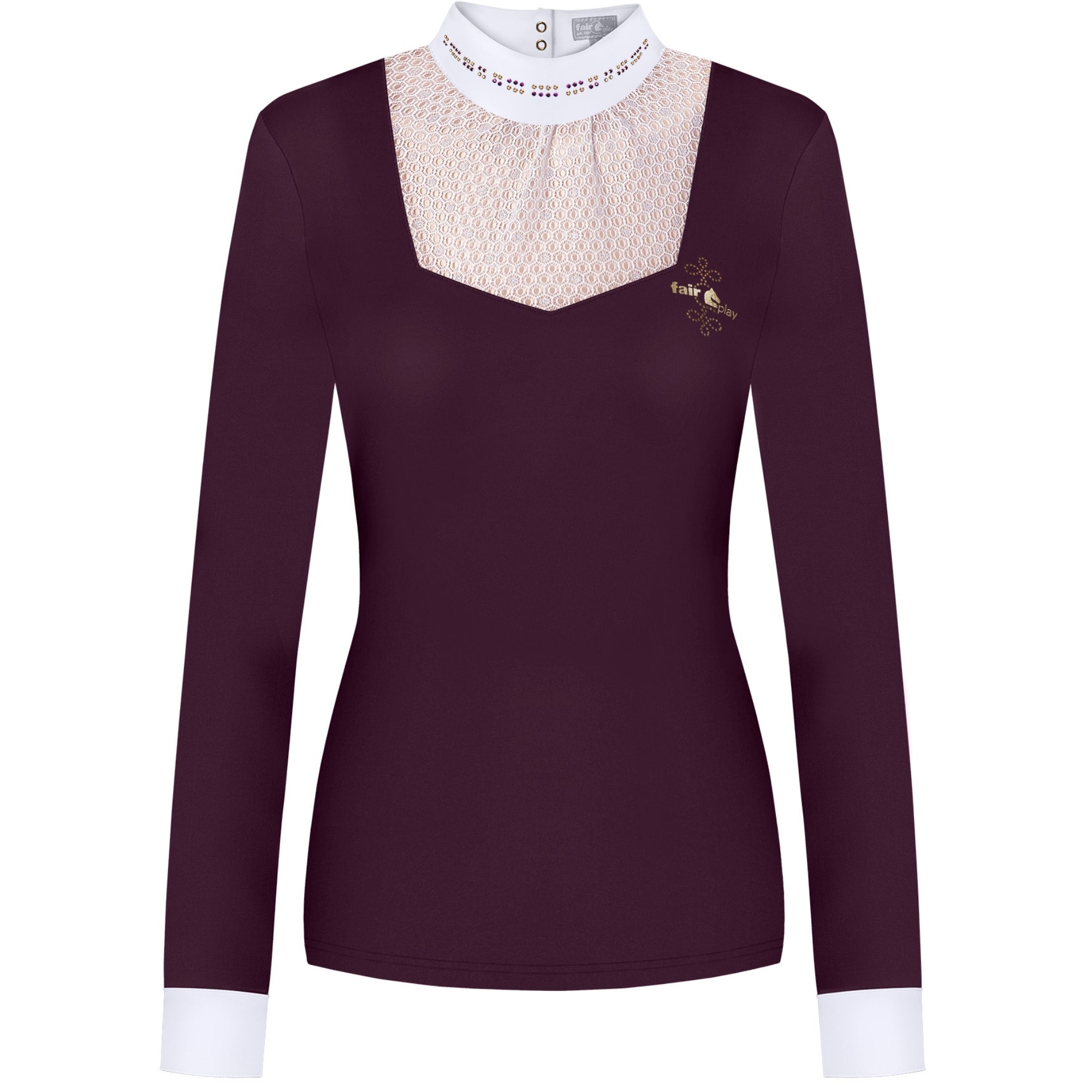 Fair Play Lara Vintage Gold Long Sleeve Show Shirt Royal Berry