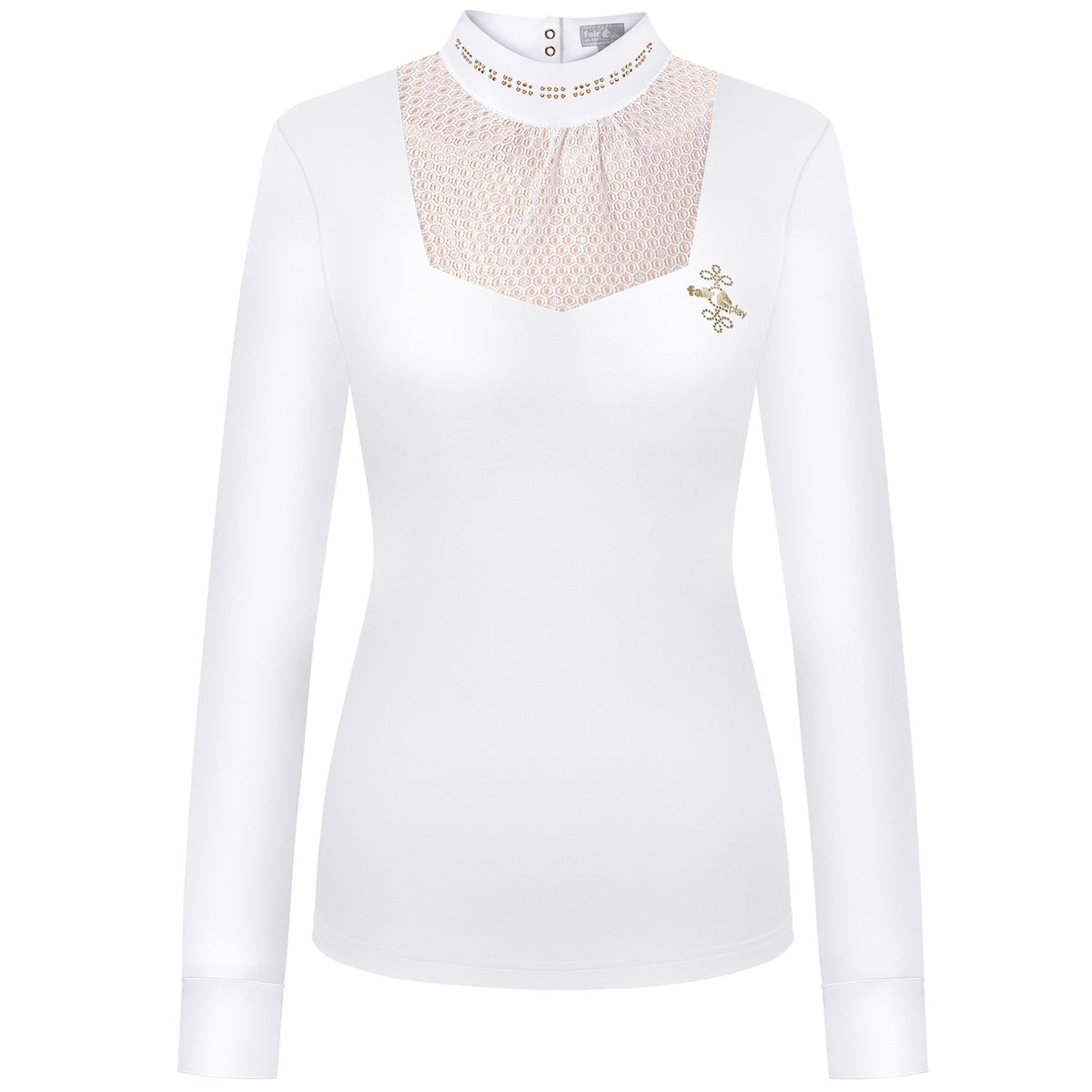 Fair Play Lara Vintage Gold Long Sleeve Show Shirt White