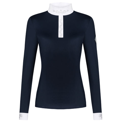 Fair Play Meredith Chic Turtleneck Show Shirt Navy