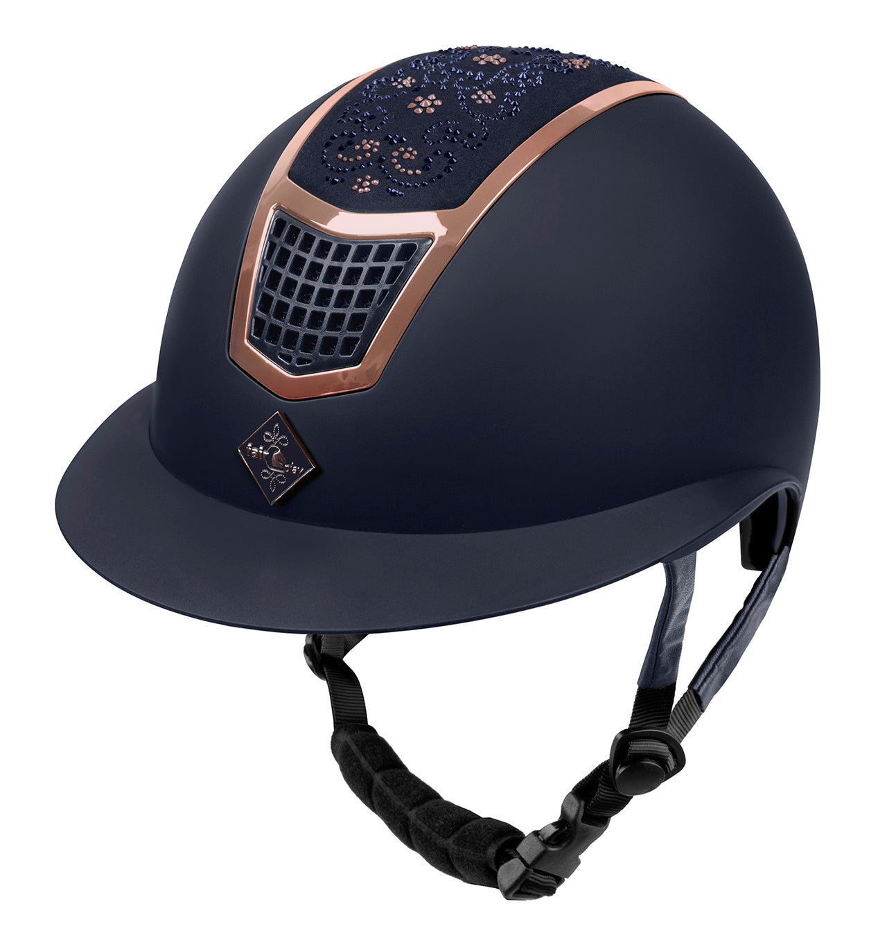 Fair Play Quantinum Chic Rosegold Riding Helmet Navy