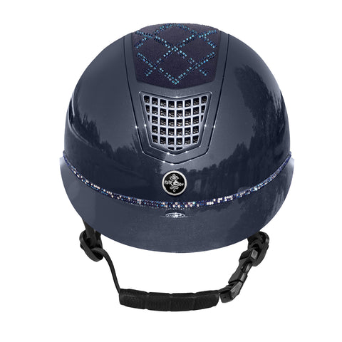 Fair Play Quantinum Spotlight Shiny Silver Riding Helmet Navy
