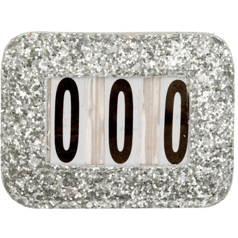 HorseGuard Glitter Competition Number Holder With Strap and Pin Attachment SIlver