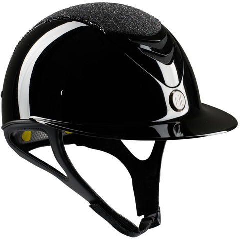 One K MIPS Avance Glossy Glitter Swarovski Riding Helmet Black