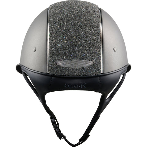 OneK MIPS Avance Matt Grey Riding Helmet With Glitter Top And Silver Chrome Details