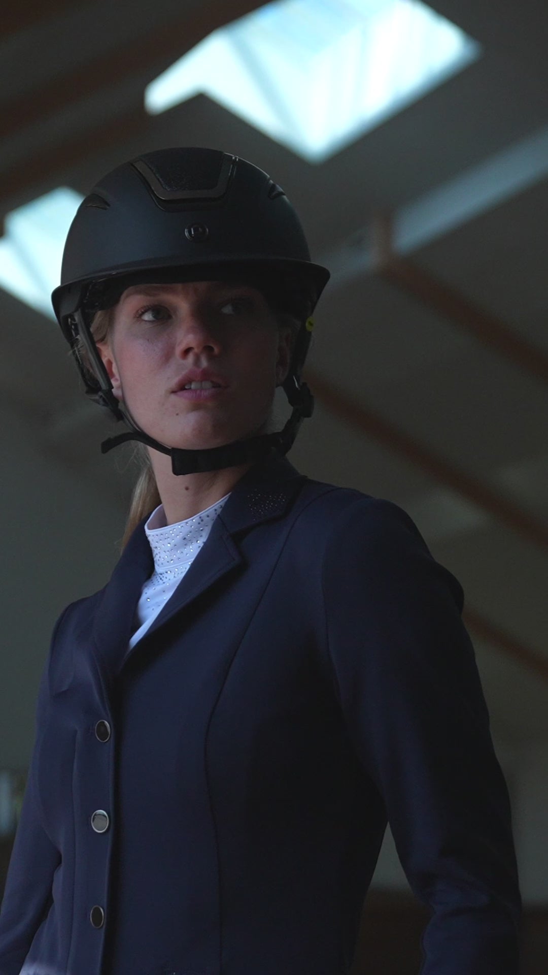 EQ Monroe Competition Jacket elegant stretch equestrian show jacket with rhinestone collar detail 