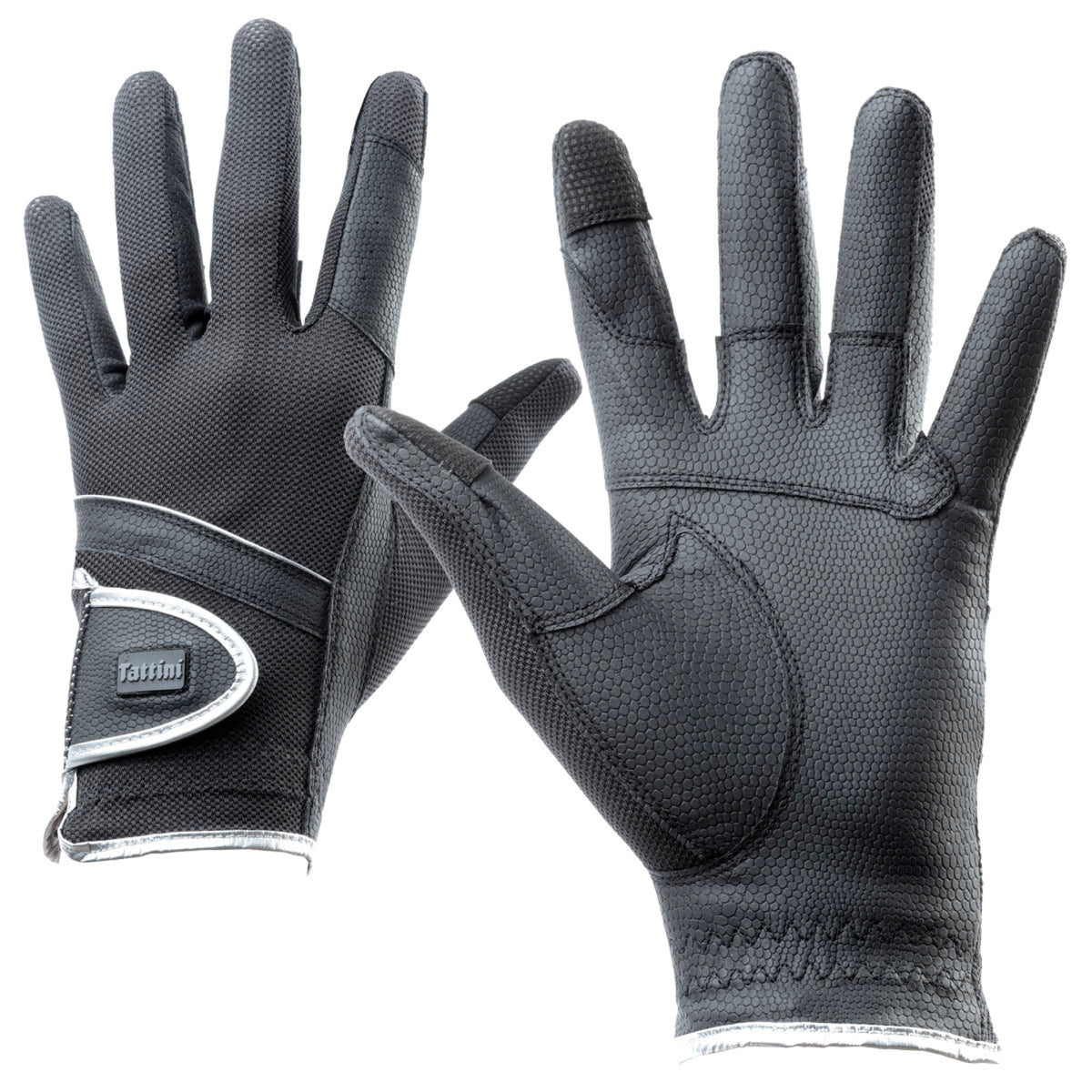 Tattini Tech Fabric Silver Gloves Black