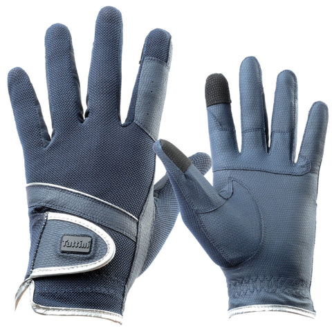 Tattini Tech Fabric Silver Gloves Navy