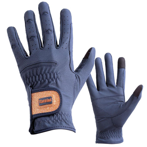 Tattini Lurex Gold Gloves Navy