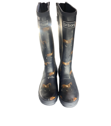 Urban Long Rain Boots Horse Print