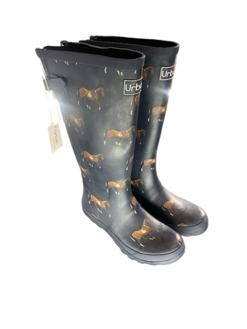 Urban Long Rain Boots Horse Print